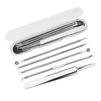 5Pcs Blackhead Comedone Extractor Curved Blackhead Tweezers Kit Professional Stainless Pimple Blemish Tools Kit 5pcs beige