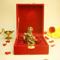 Ekhasa 100% Pure Brass Krishna Murti in Luxury Red Velvet Gift Box God Idols for Gifting | red