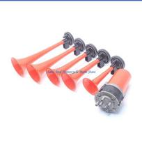 P9FD Car 125db 12V 5 Trumpet Musical Dixie Of Hazzard Electronic Chrome Air Horn raudona