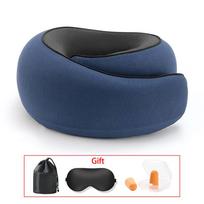 Kelioninė kaklo pagalvė Memory Foam kaklo pagalvė patogumui lėktuve Kompaktiškas ergonomiškas dizainas kelionei, kelionei automobiliu, naudojimui namuose Ideali 4Pcs tamsiai mėlyna spalva