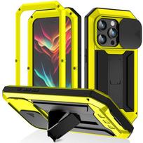 iPhone 15 Pro Max Case, R-JUST CamShield Slide, Rugged, Yellow/Black