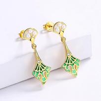 Popular Style Inlaid Pearl Tassel Green Enamel Ladies Earrings-fashion All-match Jewelry auksas