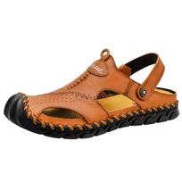 Sandalai Vasariniai Vyriški Odiniai Klasikiniai Vyriški Batai Šlepetės Minkštos Sandalai Vyriški romėniški Patogi lauko vaikščiojimo avalynė 47 brown
