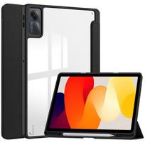 Skirtas „Redmi Pad SE“ dėklui su rašiklio laikikliu PU odinis akrilinis skaidrus nugaros sulankstomas dangtelis, skirtas Funda Xiaomi Redmi Pad SE 11 colių išmanusis dangtelis Redmi Pad SE 11 inch juoda