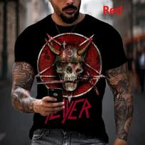 Sunkiojo metalo roko grupės „Slayer“ 3D spausdinta vyriška laisvalaikio hiphopo kaklelis, stilingi marškinėliai trumpomis rankovėmis Cosplay vyriški drabužiai XL black