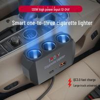 Type-C greito įkrovimo automobilinis įkroviklis su trigubu USB išplėtimu ir cigarečių degiklio adapteriu su PD+ Fast Bull, USB, D-28