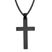 Mada Nerūdijančio Plieno Kryžiaus Pakabukas Karoliai Unisex Punk Hip Hop Nuorodinė Grandinėlė Amuletas Papuošalai Berniukams Mergaitėms Šauni Dovana 60cm black