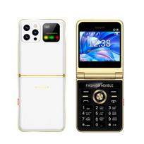 Naujas atlenkiamas mobilusis telefonas 4 SIM kortelės spartusis rinkimas stebuklingas balsas LED žibintuvėlis MP3 FM radijas 2,4  HD ekranas 2G GSM atrakintas mobilusis telefonas balta