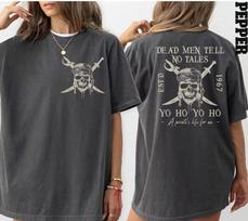Comfort Colors Karibų piratai Mirę vyrai nepasakoja Marškinių Vintažinių piratų marškinių Retro 90-ųjų piratų marškinių S gray
