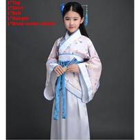 Kinų stiliaus vaikų Hanfu kostiumas su taftos audiniu etninio šokio pasirodymams White ,Child 150cm white