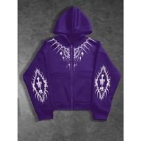 Trendy Streetwear Men's Dark Style Zip-Up Hoodie, Essential for Autumn and Winter Fashion S blue