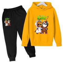 Marvel Kids clothes Cartoon groot Hooded pant set Kids Hoodies for Boys Girls cosplay anime Pullover Sweatshirt Children Clothes 100 orange