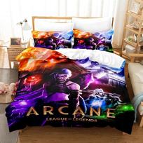 Cartoon Jinx Arcane League of Legends Bedding Set King Twin Double Boys Piece Mircofiber or Polyester Duvet Cover Set AU Single(140*210cm)3pcs