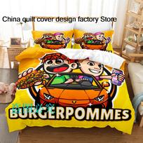 Burgerpommes Icrimax Patalynės Komplektas Viengulis Twin Pilnas Queen King Dydžio Lovos Komplektas Vaikų Miegamojo Antklodės Užvalkalų Komplektai Anime Paklodės Komplektas AU Single(140*210cm)3pcs