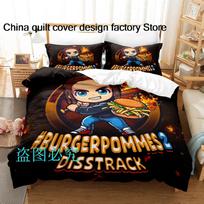 Burgerpommes Icrimax Patalynės Komplektas Viengulis Twin Pilnas Queen King Dydžio Lovos Komplektas Vaikų Miegamojo Antklodės Užvalkalų Komplektai Anime Paklodės Komplektas US Queen(228*228cm)3pcs