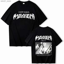 Lady Gaga Mayhem Album 2026 Tshirts New Fashion Singer Printing T-shirt Cotton Soft Short Sleeve Oversized Tee-shirt Unisex Streetwear Tee S violetinė