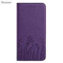 Flip Phone Case OPPO Reno 4 4F 5 5F 5Z 6 7 7Z Lite 4G 5G Leather Wallet Cover Casing OPPO Reno 4 Lite tamsiai violetine spalva