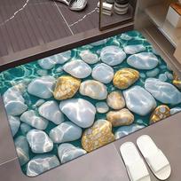 Pebble Pattern Diatom Mud Floor Mat - 60x90 Cm, Water-Absorbing and Anti-Slip for Bathrooms and Kitchens 40*60cm
