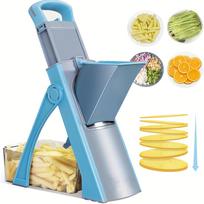Safe Vegetable Slicer Adjustable Vegetable Chopper With 4 Modes Dicer, Julienne Kitchen Chopping Artifact (skyblue) mėlyna