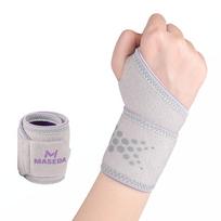 1Pcs Elastic Wrist Support Guard Nylon Compression Wrap for Badminton Sports Anti Sprain Tendon Sheath Protection šviesiai pilka spalva