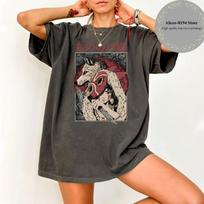 Mononokės Hime marškinėliai, Mononokės princesė, Animacinis T-shirt vyrams moterims Viršus, Hayao Miyazaki S black