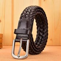 Rankų darbo pintas odinis diržas - vyriškas natūralios viršutinės odos karvės odos laisvalaikio retro diržas su kaiščiu 120cm black