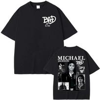 Michael Jackson „BAD Era nuotraukų koliažas“ Dydžio padidintas vintažinis marškinėlis vyrams ir moterims Patogus madingas marškinėlis S black