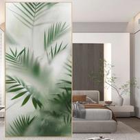 Matinis rūko žalios spalvos lapų langų plėvelė Privatumui Šilumos izoliacijai ir UV spindulių blokavimui Statinis prilipimas Stiklo lipdukas namams (as the picture,40x100cm WxH) gray