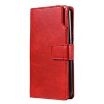 Odinis dėklas Samsung Galaxy S24 S25 S26 Ultra S23 FE S22 S20 S21 S10 Plus Note 10 20 9 5G Flip Kortelių lizdas Piniginė Telefono dėklas For S22 raudona