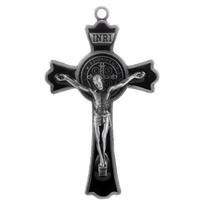Daug stilių St. Benedikto kryžius, Jėzaus Kristaus pakabukas, Religinės maldos dekoravimo reikmenys black