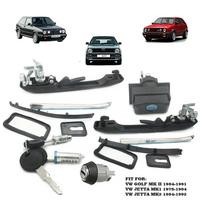 VW GOLF MK2 PILNAS SPYNŲ RINKINYS DURŲ RANKENĖS GALINĖS DURELĖS UŽVEDIMAS SU 2 VIENODU RAKTAIS black