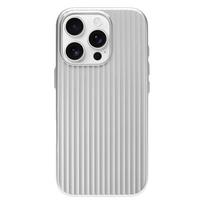 3D Juostelės Metaliniai Dažai Magnetinis Dėklas iPhone 17 16 15 14 Pro Max Dėl Matinio Gofruoto Bagažo Rašto Šarvuotas PC Dangtelis iPhone 14 Pro sidabras