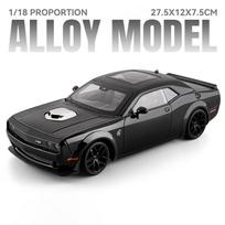 1:18 Dodge Challenger SRT Hellcat lydinio sportinio automobilio modelis, lieto metalo trasos lenktyninio automobilio modelis, transporto priemonės modelis, garsas, šviesa, vaikų žaislas, dovana juoda