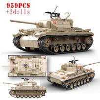 Karinio Antrojo Pasaulinio Karo Panther PzKpfw III Tanko Statybiniai Blokeliai WW2 Armijos Kareiviai Ginklai Tiger I Sunkieji Tankai Plytos Vaikų Žaislas Dovana black