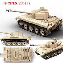Karinio Antrojo Pasaulinio Karo Panther PzKpfw III Tanko Statybiniai Blokeliai WW2 Armijos Kareiviai Ginklai Tiger I Sunkieji Tankai Plytos Vaikų Žaislas Dovana beige