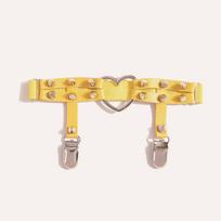 Sexy Thigh-High Stockings & Metal Buckle Leg Rings - Japanese Style Accessories for Women One Size yellow