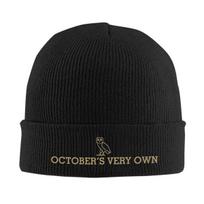 Octobers Very Own Drakeso Pelėdos Šilta Megzta Kepurė Madinga Kepurė-Baretė Rudens Žiemos Lauko Kepurės Unisex Moterims Suaugusiems One Size black