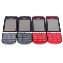 Atnaujintas Nokia Asha 300 Originalus 2,4' 3G Bluetooth FM MP4 Klaviatūra Atrakinti Mobilieji Telefonai juoda