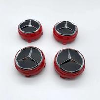 4 vnt. 75 mm Mercedes Benz AMG C43 C63 E43 E53 E63 W205 W213 Automobilio ratlankio centrinės dalies dangtelio emblema ženklelis logotipas Priedai A0004000900 AA1 raudona