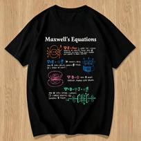 Maxwell Equation Physics Cotton Short Sleeve TShirt WoSummer T-Shirt Scientific Research Casual Short Sleeve L gray