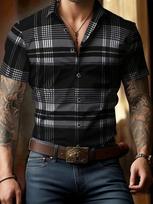 Tropical Leaf Print Short-Sleeve Shirt, Casual Summer Essential for Daily Wear 5XL gray