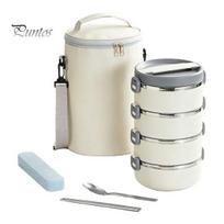 Stainless Steel Food Box Lunch with Bag, Spoon, Chopsticks, Cutlery Box, 2/3/4 Portable Picnic Meal Carrier Layers Insulated Bento Leakproof Four Layer pilka