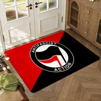 Antifascist Action Anti-Racism Floor Mat Soft Thickened Absorbent Non-Slip Bedroom Living Room Door Mat Home Decor Flannel Rugs 40x60cm black