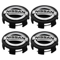 4 vnt. 56 mm automobilio ratlankio centriniai dangteliai, ratlankio apdangalas, emblemos lipdukai Nissan Nismo Qashqai j11 Juke GTR X-Trail Patrol Micra Navara Tiida Murano juoda