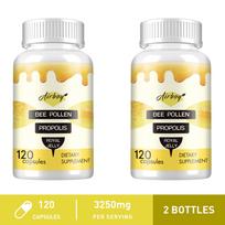 Airboy Bee Pollen Propolis Royal Jelly Capsules 120 Count — Immune Support, Daily Wellness, Nutritional Support 120*2
