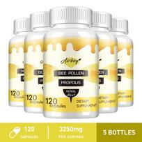 Airboy Bee Pollen Propolis Royal Jelly Capsules 120 Count — Immune Support, Daily Wellness, Nutritional Support 120*5