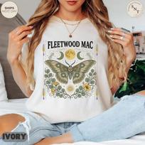 Fleetwood Mac Boho Moth Moon Floral Band T-Shirt S-5XL M white