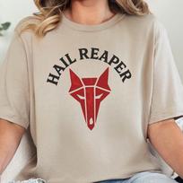 Hail Reaper Wolf Logo T-Shirt, Red Rising Shirt, Howler Tee, Sci-Fi Book Lover Gift, Bookish Fantasy Shirt, Pierce Brown Fan, Dystopian Tees 130 gray