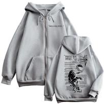 Zipper Hoodie Fashion Vintage Zip Up Sweatshirts Unisex Casual Oversized Pullovers S white