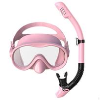 WaterResistant Top Snorkel Set AntiLeak Facepiece and Tube Clear View Water Sports Gear for Pink Mask and Snorkel